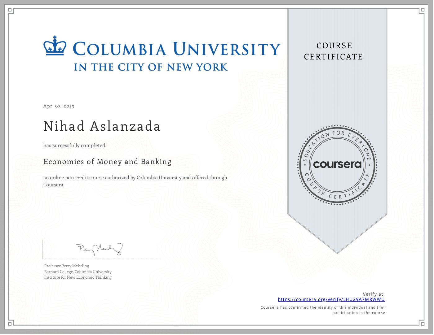 Economics of Money and Banking - Columbia University