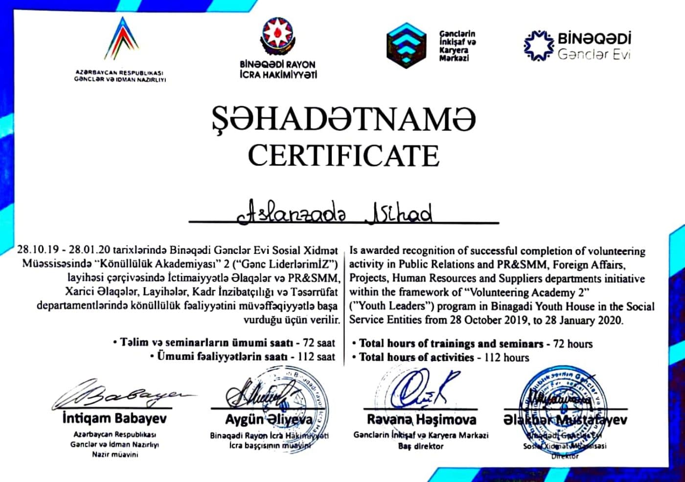 Volunteering Academy 2 - Youth Leaders - Ministry of Youth and Sports of the Republic of Azerbaijan